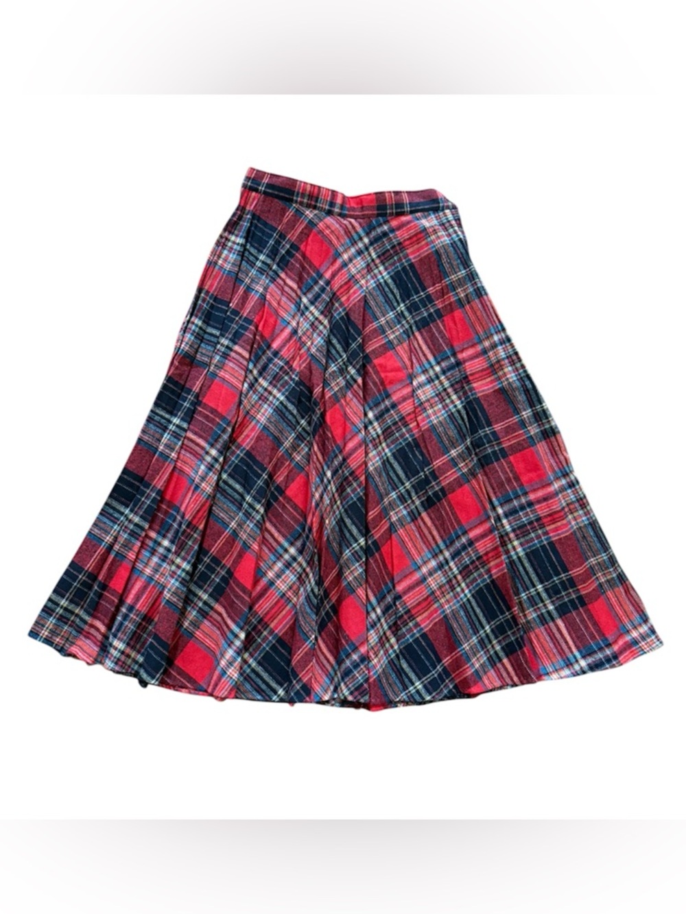 vintage  Red  Plaid pleated Skirt
